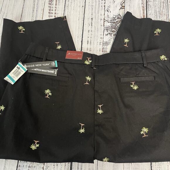 JM Collection Pants size 16 Petite Black Palm Trees Hidden Stretch Waistband - Picture 7 of 7
